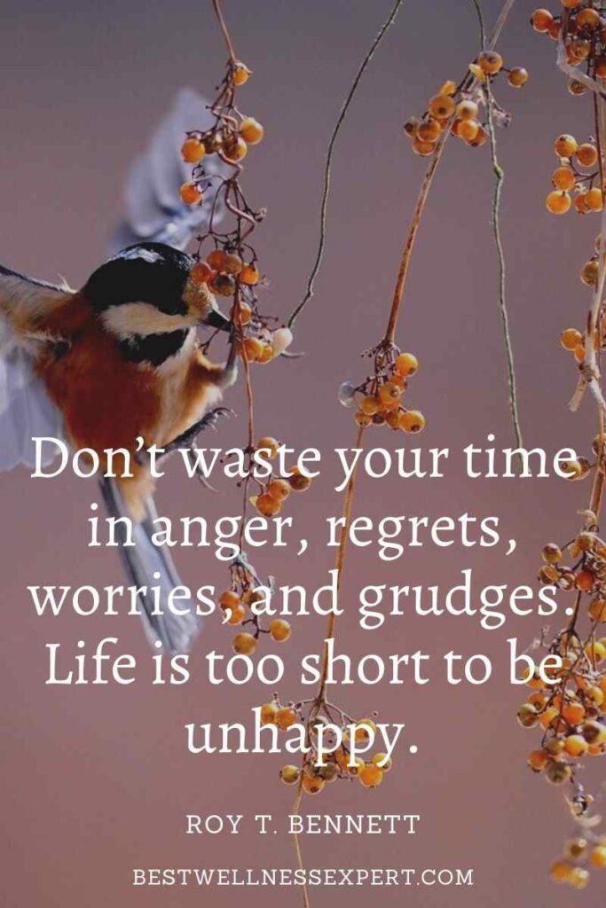 Don’t waste your time in anger, regrets, worries, and grudges. Life is too short to be unhappy.