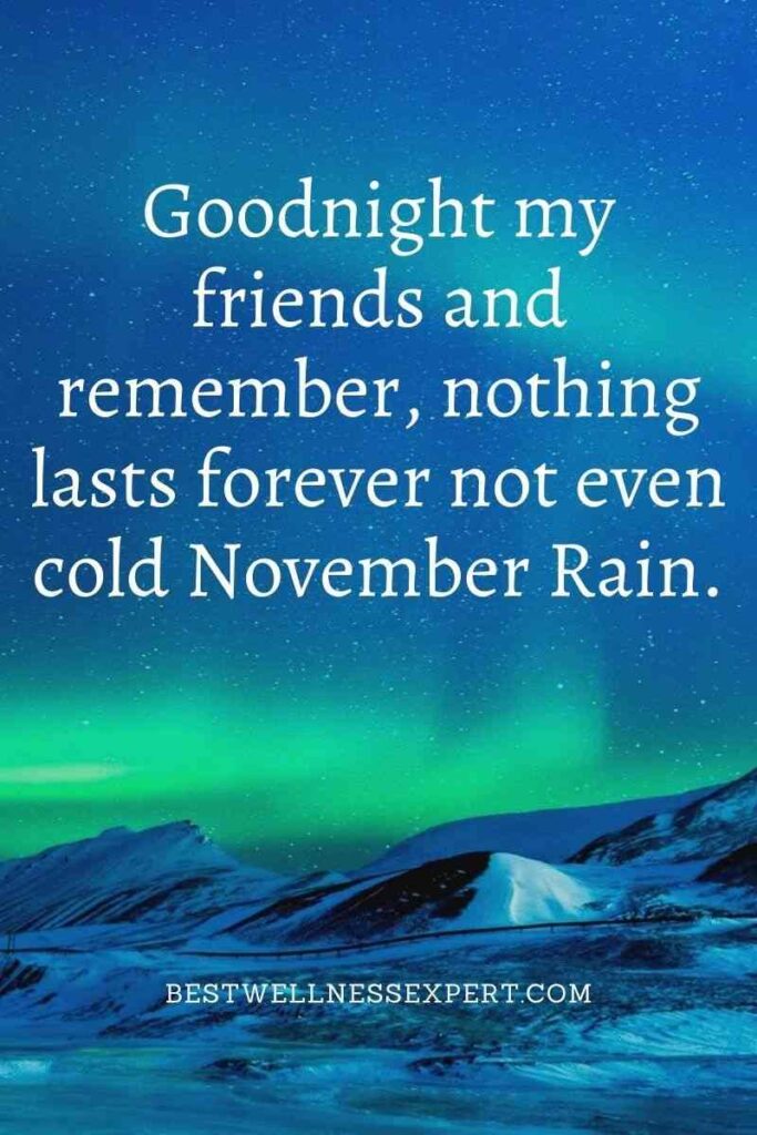 Goodnight my friends and remember, nothing lasts forever not even cold November Rain.