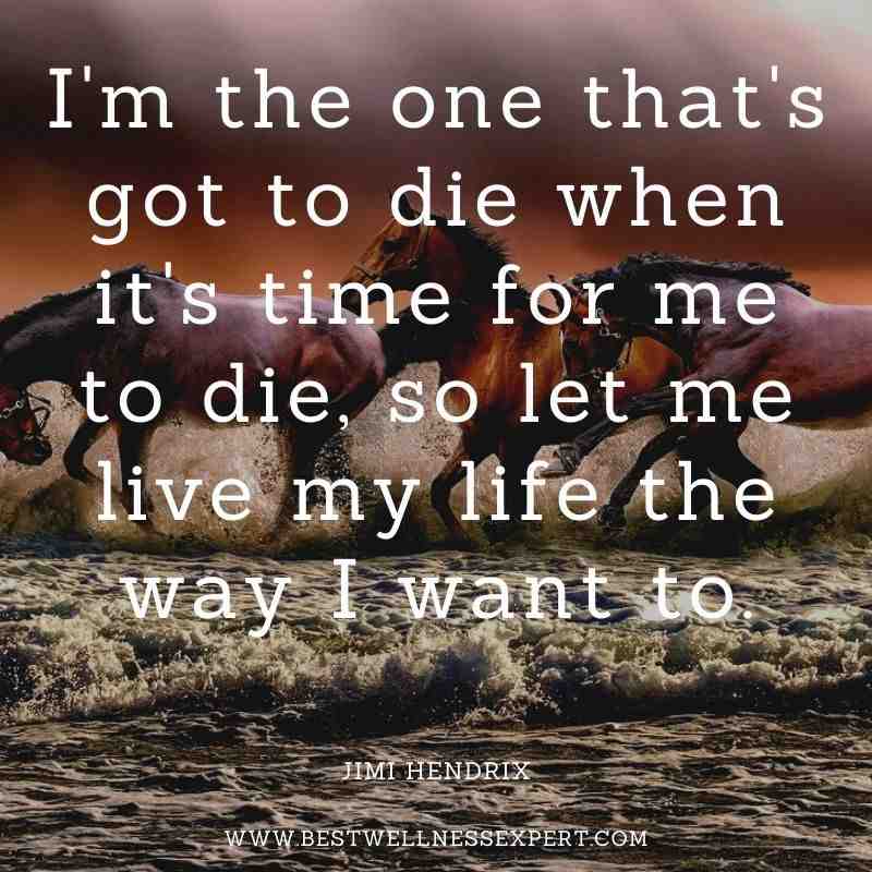 I'm the one that's got to die when it's time for me to die, so let me live my life the way I want to