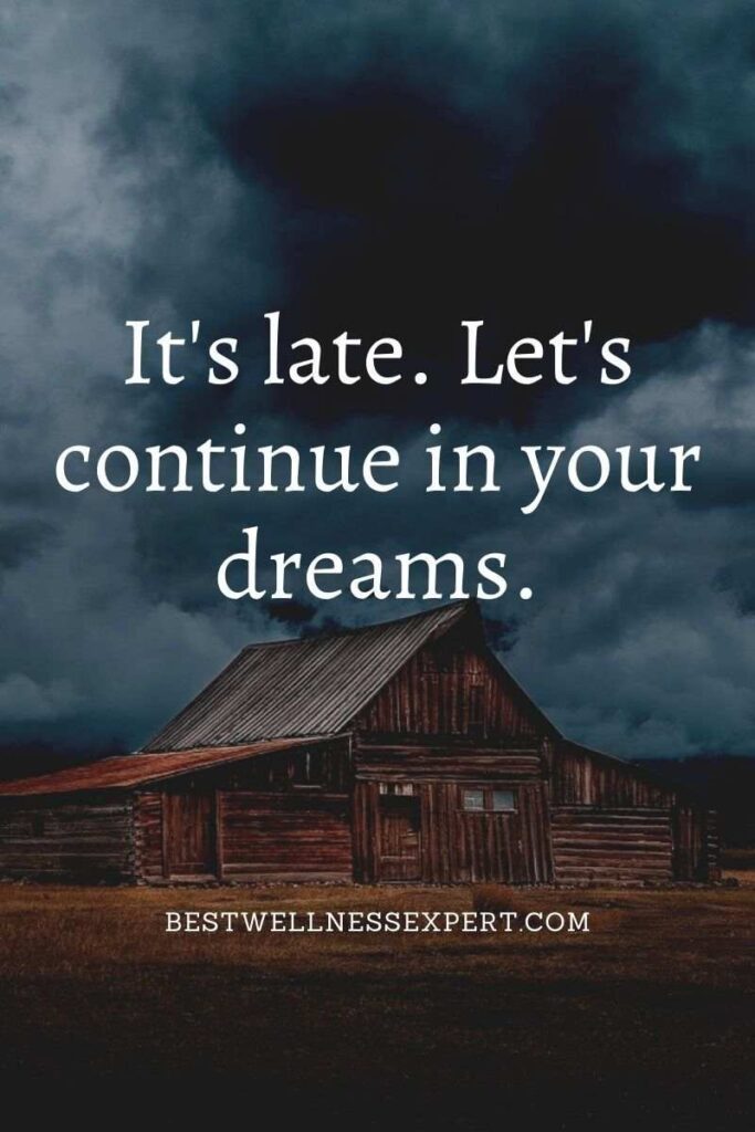 It's late. Let's continue in your dreams.