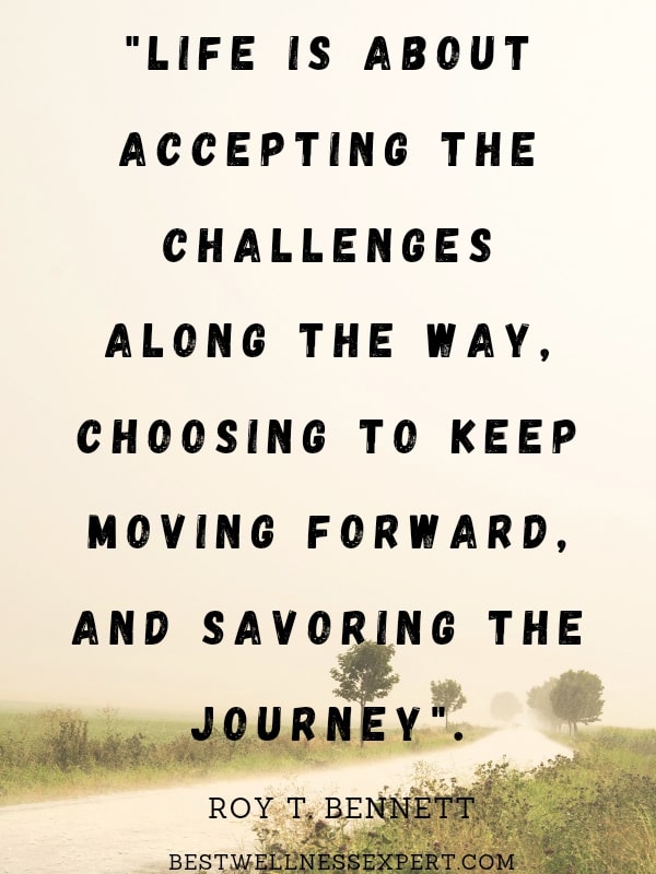 Life is about accepting the challenges along the way, choosing to keep moving forward, and savoring the journey.