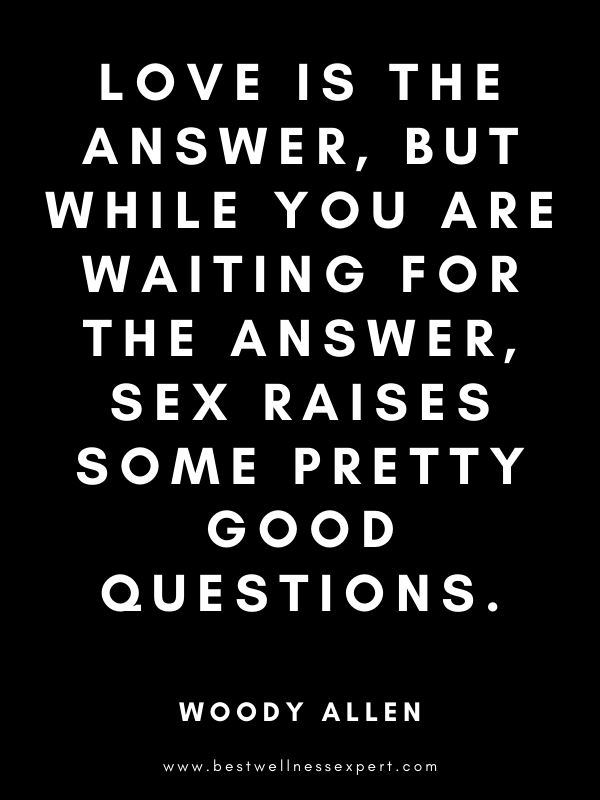 Love is the answer, but while you are waiting for the answer, sex raises some pretty good questions. Love is the answer, but while you are waiting for the answer, sex raises some pretty good questions.