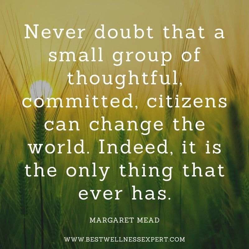 Never doubt that a small group of thoughtful, committed, citizens can change the world. Indeed, it is the only thing that ever has.