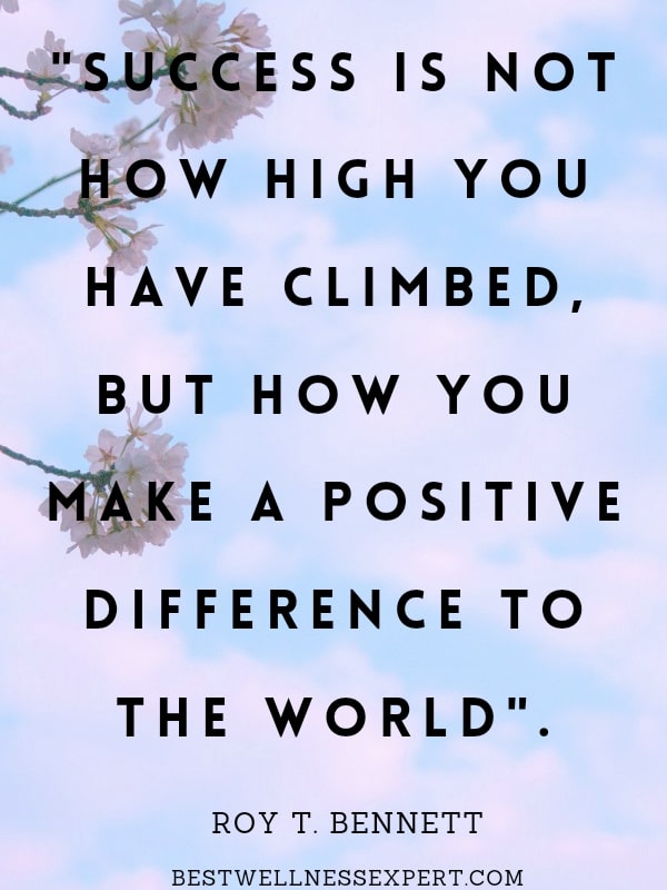 Success is not how high you have climbed, but how you make a positive difference to the world