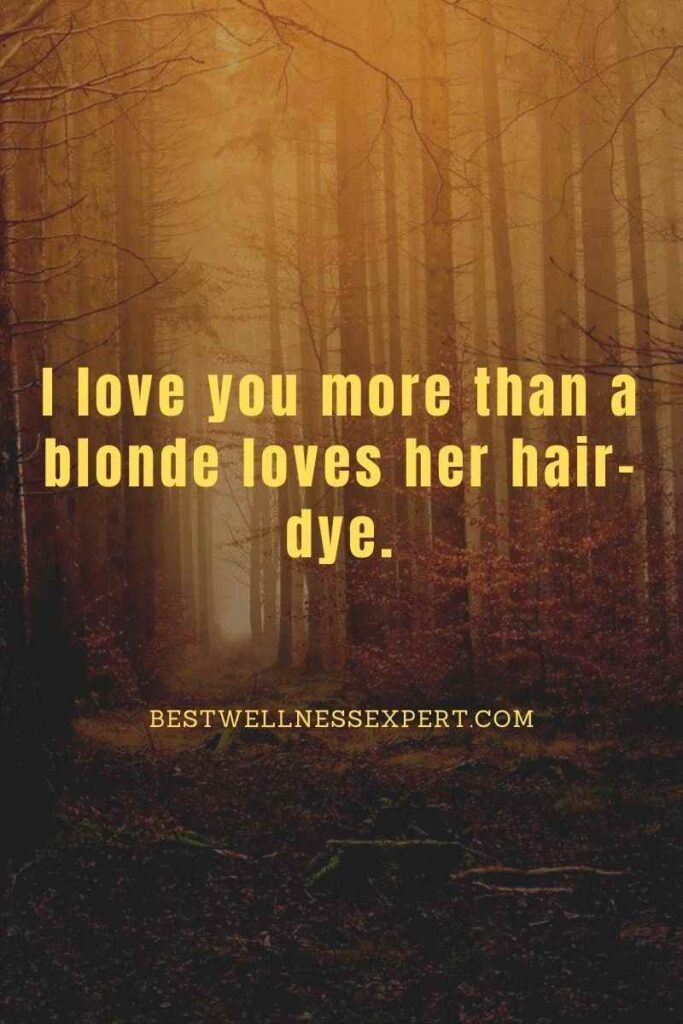 I love you more than a blonde loves her hair-dye.