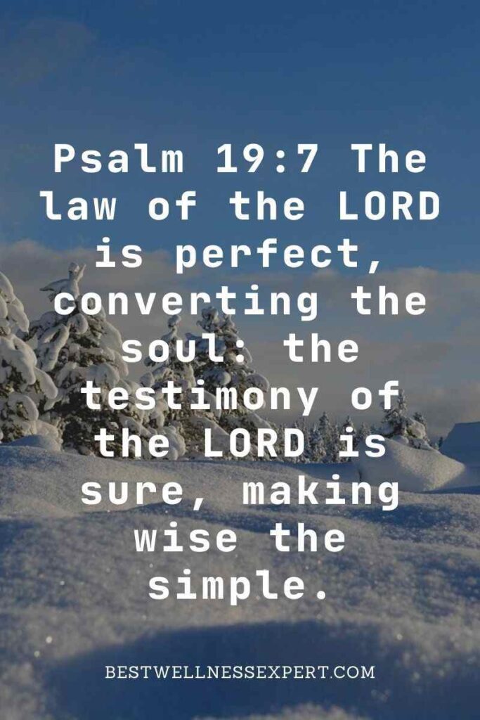 Psalm 19:7 The law of the LORD is perfect, converting the soul the testimony of the LORD is sure, making wise the simple.