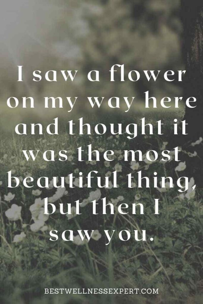 I saw a flower on my way here and thought it was the most beautiful thing, but then I saw you.