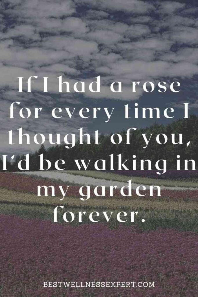 If I had a rose for every time I thought of you, I’d be walking in my garden forever.