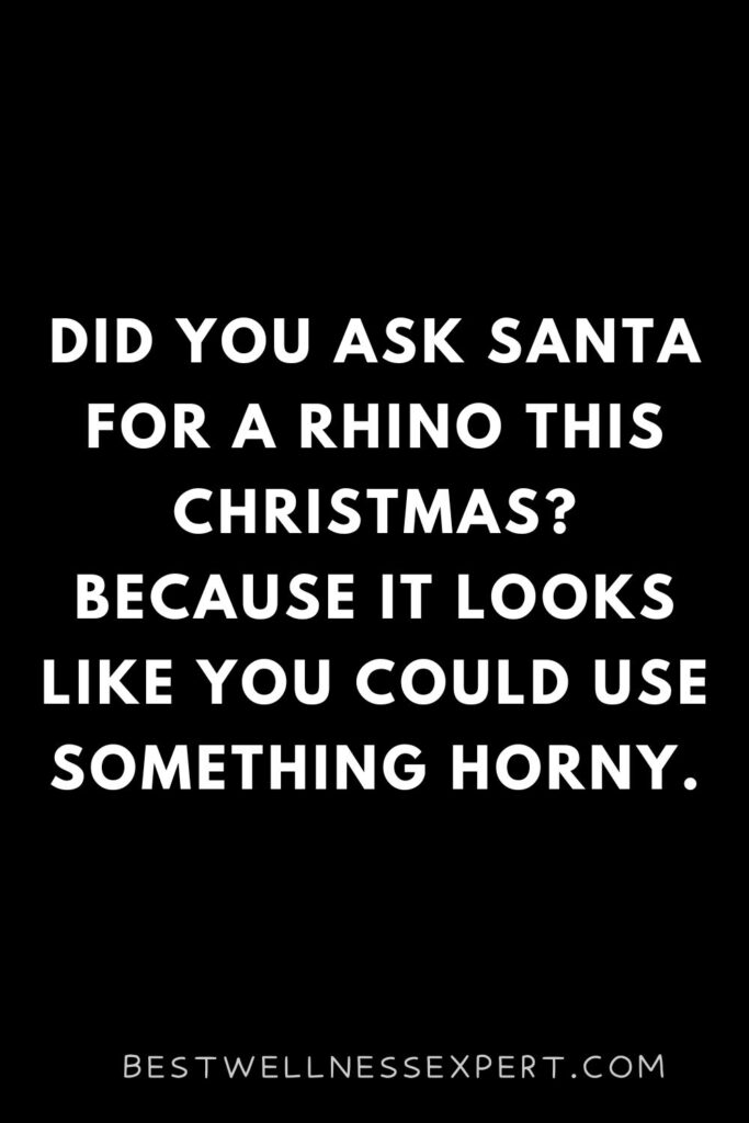 Did you ask Santa for a rhino this Christmas Because it looks like you could use something horny.
